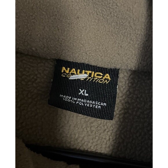 Vintage Nautica Mens XL Beige Quarter Zip Fleece Pullover Sweatshirt - Picture 2 of 6